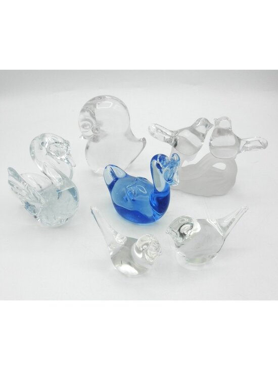 Unmarked Other - Vintage Art Glass Bird Lovers Lot of 6 Bird Duck Swan Chick Figurine Paperweight